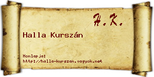 Halla Kurszán névjegykártya